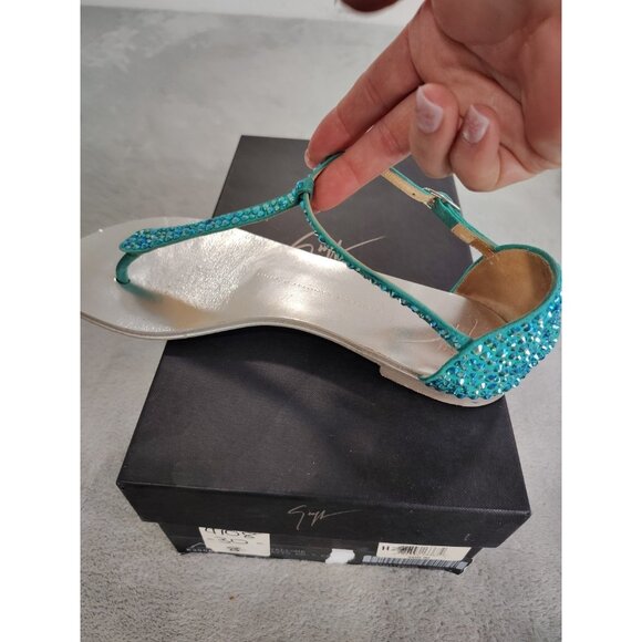 Giuseppe Zanottii Turquoise  Preowned sandals 38 With Crystals - Picture 9 of 13